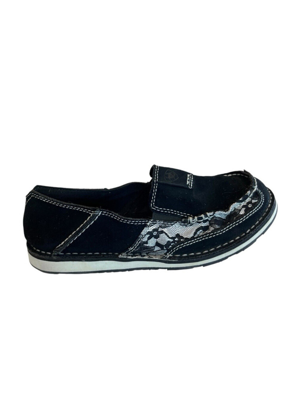 Ariat Slip on Cruiser Shoes Womens Suede Black Lace Sz 7B   3123.11